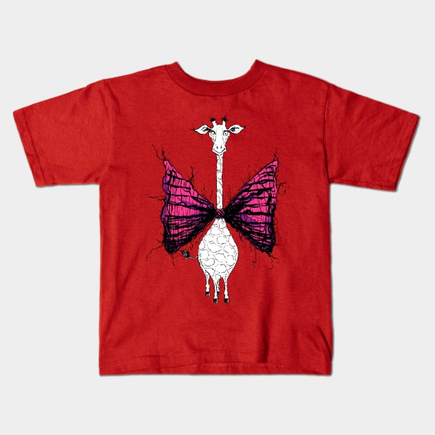 A Lovely Giraffe with a Very Fuzzy Cute Bow Tie Kids T-Shirt by obillwon